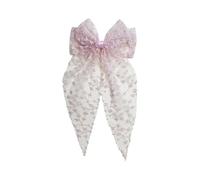 Dolce accessorio per capelli in pizzo con fiocco con nastro fluente, elegante vestito da ragazza, per feste e celebrazioni, regalo essenziale, clip per capelli in morbido tulle, nessun danno