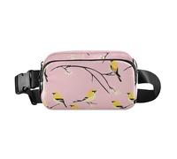 Dolce American Goldfinch Birds Blush Trendy Marsupio Borsa a tracolla per donne uomini adolescenti grande capacità petto bag, Sweet American Goldfinch Birds Blush, 1 size