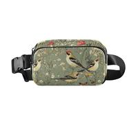 Dolce American Goldfinch Birds Blush Trendy Marsupio Borsa a tracolla per donne uomini adolescenti grande capacità petto bag, Uccelli estetici americani cardellini verde salvia, 1 size