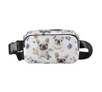 Dolce American Goldfinch Birds Blush Trendy Marsupio Borsa a tracolla per donne uomini adolescenti grande capacità petto bag, Cani Bulldog Estetici Bianco, 1 size