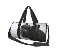 Dolce animale domestico carino cucciolo di bulldog francese nero, Borsone da viaggio di grande capacità Borsa rotonda Borsa da viaggio sportiva Borsa da viaggio Borsa da fitness