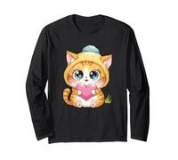 Dolce Arancione Tabby Kitten Holding Heart Maglia a Manica