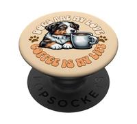 dolce Australian Shepard cane e tazza di caffè al mattino PopSockets PopGrip Adesivo
