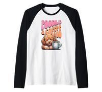 Dolce Barboncino Poodle Cane e Una Tazza di caffè Mattina Maglia con Maniche Raglan