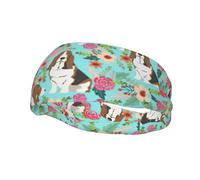Dolce Basset Hound Stampa floreale Fascia per il sudore sportiva unisex-adulta Fasce sportive versatili Fascia traspirante per l'umidità