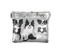 Dolce Burmesecats - Portamonete portatile in pelle PU con chiusura per ragazze e donne, Cute Border Collie cani Grigio, 1 size, moderno
