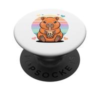 Dolce Capibara Kawaii Con Bubble Tea Arcobaleno Carino PopSockets PopGrip Adesivo