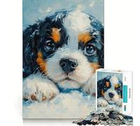 Dolce Cavalier King Charles Spaniel nella neve 无 Puzzle da 1000 pezzi per adolescenti Giocattolo di abilità di ragionamento Senza stress Taglio preciso Regalo adorabile 50x75cm
