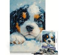 Dolce Cavalier King Charles Spaniel nella neve 无 Puzzle da 1000 pezzi per adolescenti Giocattolo di abilità di ragionamento Senza stress Taglio preciso Regalo adorabile 50x75cm