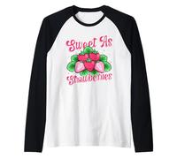 Dolce come fragole Frutta Rosa Estetica Carino Maglia con Maniche Raglan