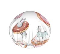 Dolce Coniglio Cuffia da Doccia Dolce Ciambella Torta Cupcake Coniglietto Simpatico Animale Giorno di Pasqua Cuffie da Doccia Romantiche per Donna DoubleBathing Doccia Cappello Protezione Capelli Ri