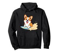 Dolce Corgi felice durante il surf Felpa con Cappuccio