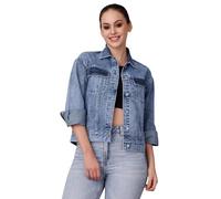 Dolce Crudo Giacca da donna a maniche lunghe con collo alto Color-Block Lunghezza regolare, Blu pastello, 44