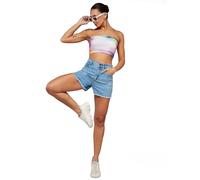 Dolce Crudo Pantaloncini da donna sopra il ginocchio in denim, Blu schiuma marina, XXL