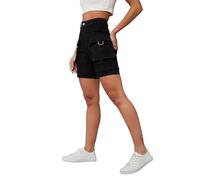 Dolce Crudo Pantaloncini da donna sopra il ginocchio in denim, Nero carbonio, XXL