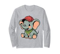Dolce Cucciolo di Elefante con Cappellino da Baseball Maglia a Manica