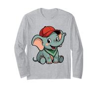 Dolce Cucciolo di Elefante con Cappellino da Baseball Maglia a Manica