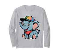 Dolce Cucciolo di Elefante con Cappellino da Baseball Maglia a Manica