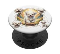 dolce divertente cane maltese cucciolo gioca in natura PopSockets PopGrip Adesivo