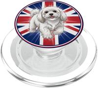 dolce divertente cane maltese cucciolo inglese bandiera inglese PopSockets PopGrip per MagSafe