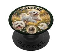 dolce divertente cane maltese gioca in natura PopSockets PopGrip Adesivo