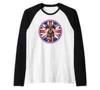 Dolce Divertente paccello Crudo Cane Cucciolo Bandiera Inglese Inglese Maglia con Maniche Raglan