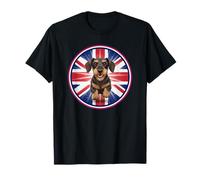Dolce Divertente paccello Crudo Cane Cucciolo Bandiera Inglese Inglese Maglietta