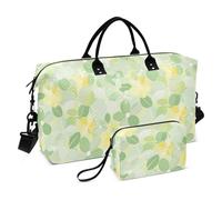 Dolce e fresco fiore giallo limone verde chiaro decorativo Carry On spalla Weekend Tote palestra sport Carry con tracolla regolabile per viaggi di lavoro pieghevole Bolsa de Mano para ropa de