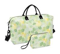 Dolce e fresco fiore giallo limone verde chiaro decorativo Carry On Tote Bag Borsa da allenamento con borsa da toilette per viaggio pieghevole bolso para en Avion