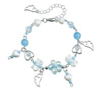 Dolce Fiore Per Le Donne Moda Bowknot Cuore Perline Braccialetti Con Nappe Pendente Estetica Gioielli Regalo Lega, Misura unica, come descritto
