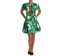Dolce & Gabbana A-Line Banana Leaf Pineapple Crystal Dress - IT38 | S