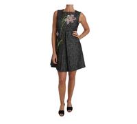 Dolce & Gabbana - Abito Grigio Mini A-Line con Tulipano Viola - - Dresses - Donna - Multicolore - S