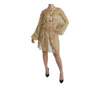 Dolce & Gabbana - Abito in Pizzo Dorato A-Linea Lunghezza al Ginocchio - - Dresses - Donna - Giallo - S