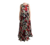 Dolce & Gabbana - Abito Lungo Maxi Multicolor in Seta con Cristalli Floreali - - Dresses - Donna - Multicolore - L
