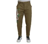 Dolce & Gabbana Beige Cotton Stretch Floral Chinos Pants - IT48 | M