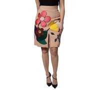 Dolce & Gabbana Beige Floral High Waist Pencil Cut Skirt - IT42|M