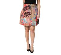 Dolce & Gabbana Beige Graffiti Print Cotton Blend Mini Skirt - IT46|XL