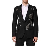 Dolce & Gabbana Black Bee Crown Embellished Suit Coat Blazer - IT50 | L