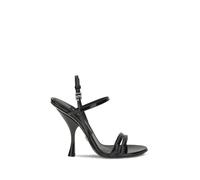 Dolce & Gabbana Black Calf Leather Bos Taurus Stiletto Heel Sandals - EU37/US7