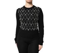 Dolce & Gabbana Black Cashmere Embellished Long Sleeves Top - IT36|XXS