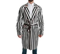 Dolce & Gabbana Black Coat Nightgown White Cotton Robe - IT46 | S
