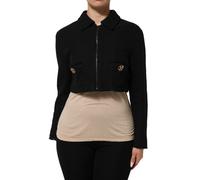 Dolce & Gabbana Black Cotton Full Zip Cropped Coat Jacket - IT38 | XS