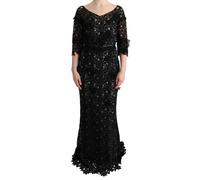 Dolce & Gabbana Black Cotton Silk Floral Long Dress - IT38|XS
