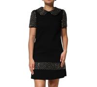 Dolce & Gabbana Black Crystal Embellished Collared Mini Dress - IT40|S