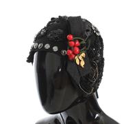 Dolce & Gabbana Black Crystal Gold Cherries Brooch Hat