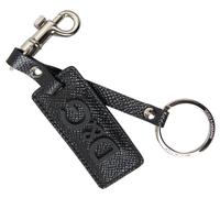Dolce & Gabbana Black DG Logo Leather Silver Metal Keychain