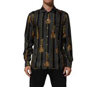 Dolce & Gabbana Black Dotted Tassel Silk Button Down Shirt - IT39 | S