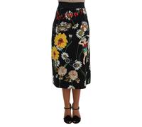 Dolce & Gabbana Black Embellished Daisy Brocade Skirt - IT38|XS