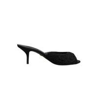 Dolce & Gabbana Black Embroidered Slip On Heels Slides Shoes - EU37.5/US7