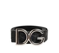 Dolce & Gabbana Black Exotic Leather DG Logo Buckle Belt - 85 cm / 34 Inches